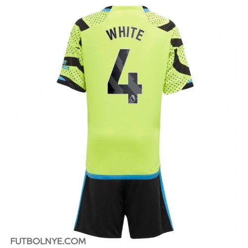 Camiseta Arsenal Benjamin White #4 Visitante Equipación para niños 2023-24 manga corta (+ pantalones cortos)
